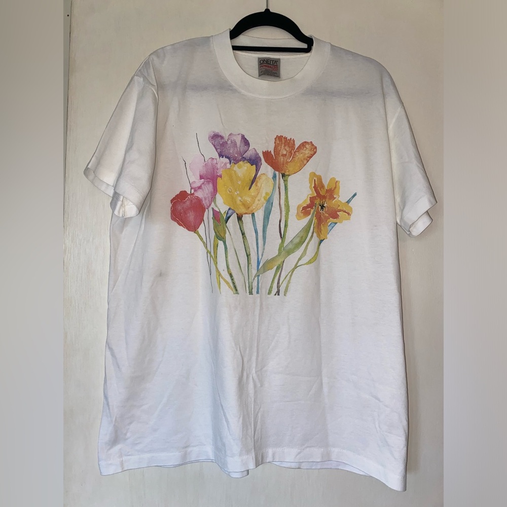 American Vintage White Floral Short Sleeve Tee